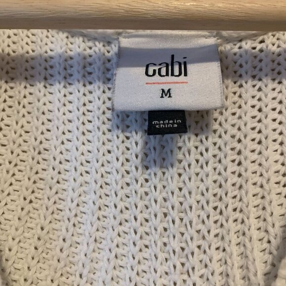 Cabi Womens Ace Pullover 5639 White Red Navy Knit V-Neck Sz M Yacht Tennis Money - Picture 9 of 11